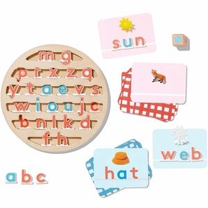 Colorful Wooden Letter Puzzle and Word Card Set